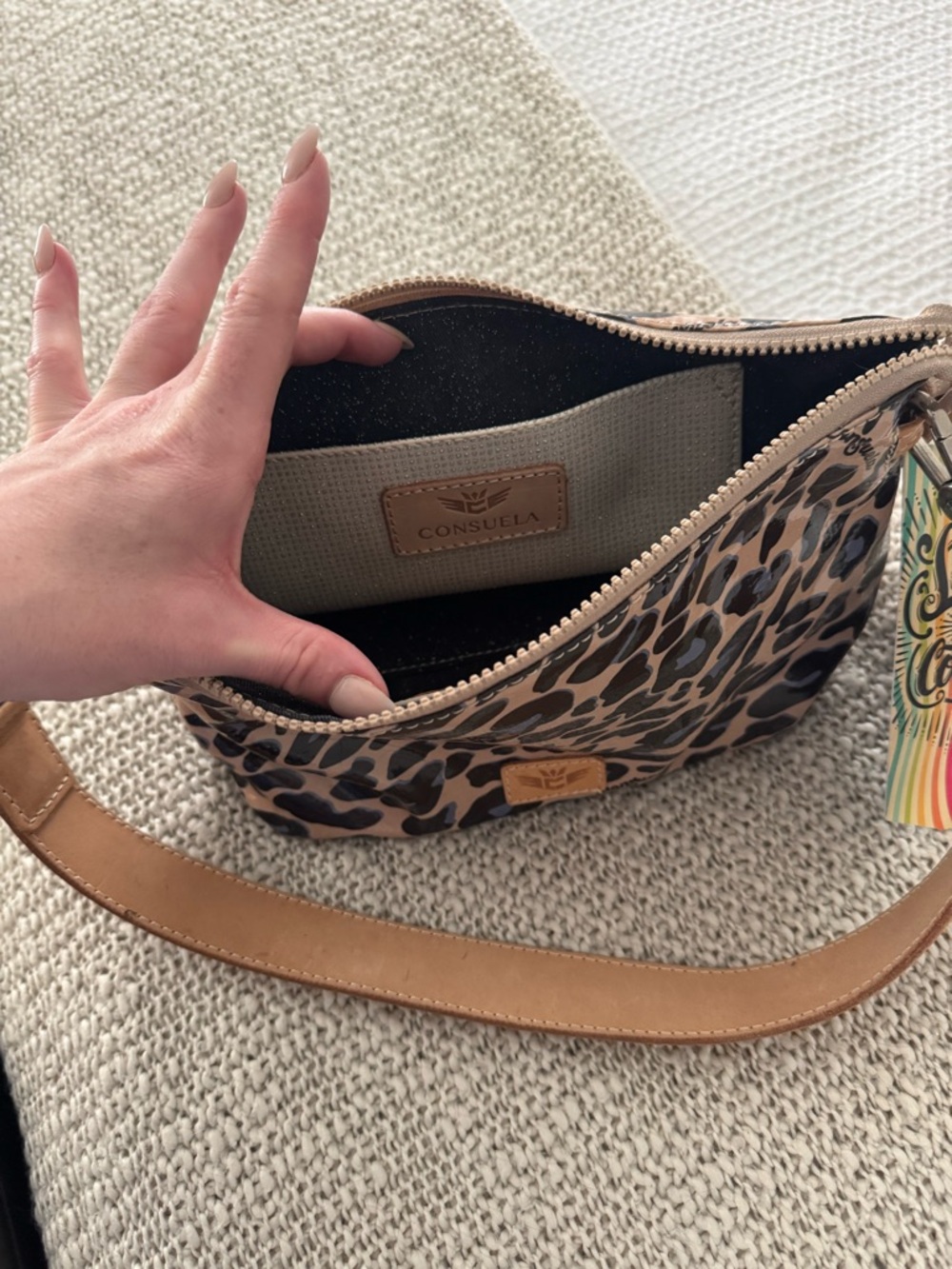 Consuela Leopard Print bag - Tan/Black - Picture 2 of 3
